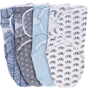 baebae goods swaddle blanket, adjustable infant baby wrap set of 4, baby swaddling wrap blankets made in soft cotton