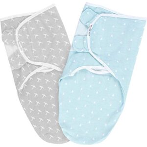 BaeBae Goods Swaddle Blanket, Adjustable Infant Baby Wrap Set of 4, Baby Swaddling Wrap Blankets Made in Soft Cotton
