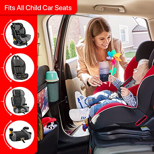 Helteko Car Seat Protector with Thickest Padding + Backseat Car Organizer, XL Largest Car Seat Cover for Child Baby Carseat, Kick Mat Back Seat w/Storage Pockets, Waterproof & Durable 600D Fabric