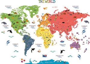 homeevolution kids educational removable world map peel and stick large wall decals stickers for children nursery bedroom living room…