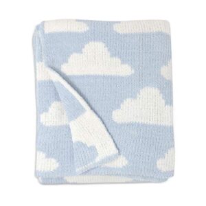 living textiles blue clouds chenille soft baby blanket reversible premium cozy fabric for best comfort - for infant,toddler,newborn,nursery,boy,unisex,throw,crib,stroller,gift, blue clouds 40x30