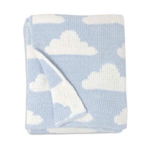 Living Textiles Blue Clouds Chenille Soft Baby Blanket Reversible Premium Cozy Fabric for Best Comfort - for Infant,Toddler,Newborn,Nursery,Boy,Unisex,Throw,Crib,Stroller,Gift, Blue Clouds 40x30