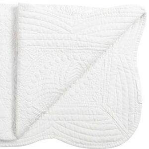 MONOBLANKS Baby Quilt Personlized Monogram Lightweight Embossed Scalloped Throw Blanket Four Seasons (White)