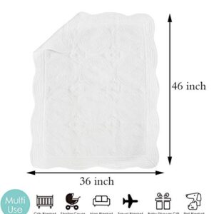 MONOBLANKS Baby Quilt Personlized Monogram Lightweight Embossed Scalloped Throw Blanket Four Seasons (White)