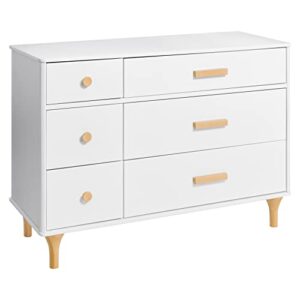 babyletto lolly 6-drawer assembled double dresser in white and natural, greenguard gold certified