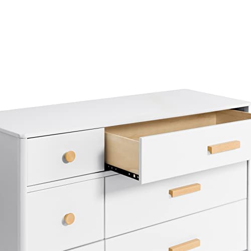 Babyletto Lolly 6-Drawer Assembled Double Dresser in White and Natural, Greenguard Gold Certified