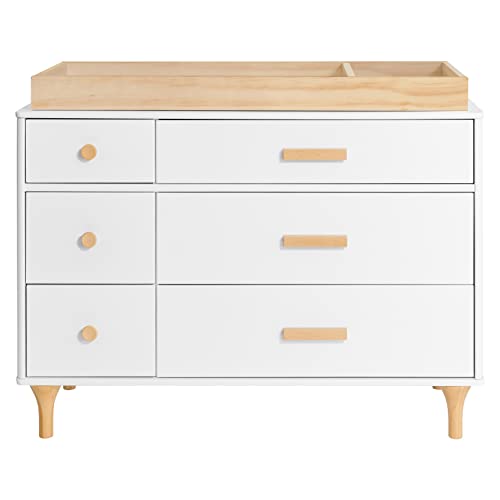 Babyletto Lolly 6-Drawer Assembled Double Dresser in White and Natural, Greenguard Gold Certified