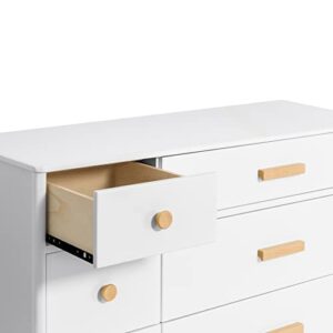 Babyletto Lolly 6-Drawer Assembled Double Dresser in White and Natural, Greenguard Gold Certified
