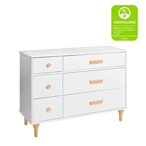 Babyletto Lolly 6-Drawer Assembled Double Dresser in White and Natural, Greenguard Gold Certified