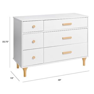 Babyletto Lolly 6-Drawer Assembled Double Dresser in White and Natural, Greenguard Gold Certified