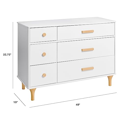 Babyletto Lolly 6-Drawer Assembled Double Dresser in White and Natural, Greenguard Gold Certified