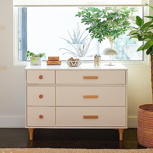 Babyletto Lolly 6-Drawer Assembled Double Dresser in White and Natural, Greenguard Gold Certified