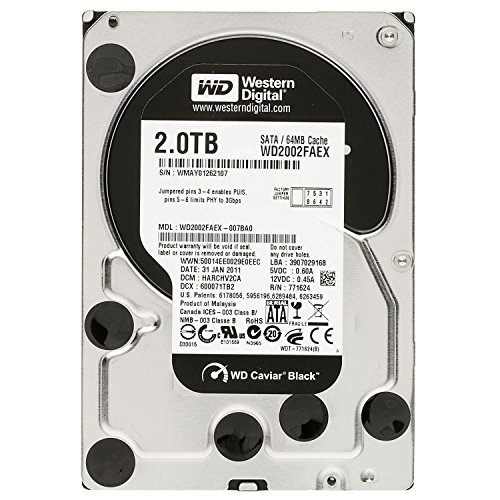 Western Digital Caviar Black 2 TB SATA III 7200 RPM 64 MB Cache Bulk/OEM Internal Desktop Hard Drive - WD2002FAEX (Renewed)