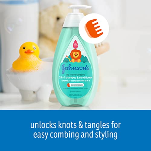 Johnson's No More Tangles 2-in-1 Detangling Hair Shampoo & Conditioner for Kids & Toddlers, Gentle & Tear-Free, Hypoallergenic & Free of Parabens, Phthalates, Sulfates & Dyes, 20.3 fl. oz