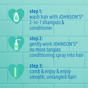 Johnson's No More Tangles 2-in-1 Detangling Hair Shampoo & Conditioner for Kids & Toddlers, Gentle & Tear-Free, Hypoallergenic & Free of Parabens, Phthalates, Sulfates & Dyes, 20.3 fl. oz