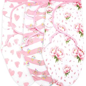 3-Pack Baby Swaddle Blanket Sleep Sacks, Newborn Swaddle Sack, Baby Swaddles 0-3 Months, Swaddles for Newborns, Baby Sleep Sack, Baby Swaddle Blanket Wrap, Pink Floral