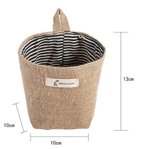 2Pcs Cotton Linen Storage Baskets, Wall Door Hanging Storage Baskets, Clothes Bag Home Gadget Storage Organizer Foldable Basket Wall Bins (Blue Stripe)