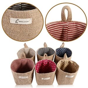 2Pcs Cotton Linen Storage Baskets, Wall Door Hanging Storage Baskets, Clothes Bag Home Gadget Storage Organizer Foldable Basket Wall Bins (Blue Stripe)