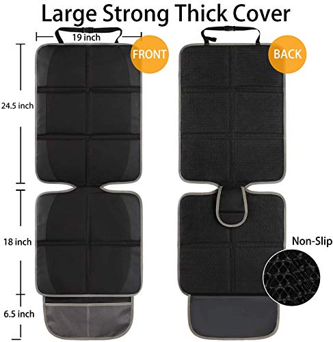 2 Pack Large Auto Car Seat Protectors for Child Car Seat, Thick Carseat Seat Protector with Organizer Pockets, Vehicle Dog Cover Pad for SUV Sedan Truck Leather Seats