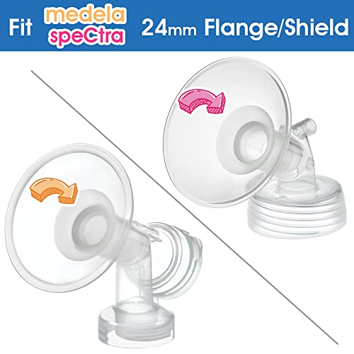 Maymom Flange Inserts 17 mm for Medela, Spectra 24 mm Shields/Flanges, Momcozy/Willow Wearable Cup. Compatible with Medela Freestyle, Harmony to Reduce 24mm Nipple Tunnel Down to 17 mm; 2pc/Each