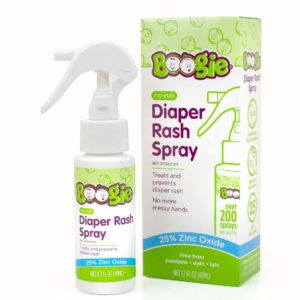 Diaper Rash Cream Spray by Boogie Bottoms, Travel Friendly No-Rub Touch Free Application for Sensitive Skin, from The Maker of Boogie Wipes, Over 200 Sprays per Bottle, 1.7 oz