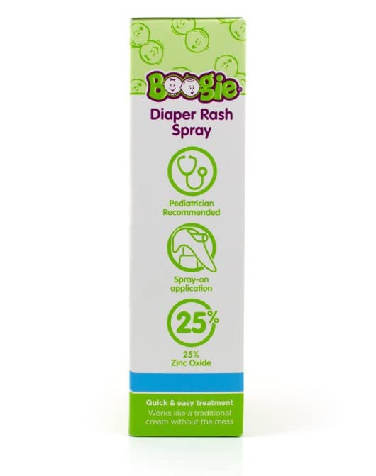 Diaper Rash Cream Spray by Boogie Bottoms, Travel Friendly No-Rub Touch Free Application for Sensitive Skin, from The Maker of Boogie Wipes, Over 200 Sprays per Bottle, 1.7 oz