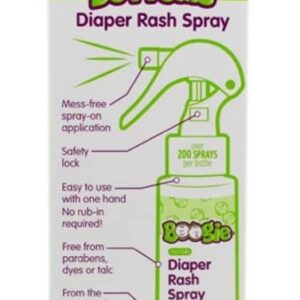 Diaper Rash Cream Spray by Boogie Bottoms, Travel Friendly No-Rub Touch Free Application for Sensitive Skin, from The Maker of Boogie Wipes, Over 200 Sprays per Bottle, 1.7 oz