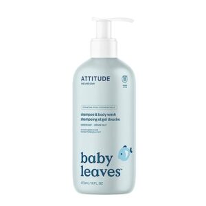 attitude 2-in-1 shampoo and body wash for baby, ewg hypoallergenic plant- and mineral-based ingredients, vegan and cruelty-free, almond milk, 16 fl oz