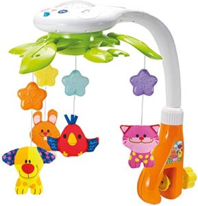 kiddolab baby crib mobile with relaxing music. includes ceiling light projector with stars, animals. musical crib mobile with timer. nursery toys for babies ages 0 and older