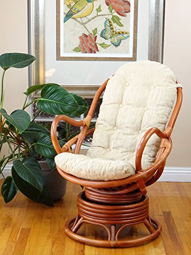 Wickerix Cushion for Living Lounge Swivel Rocking Chair Color Cream(Just Cushion)…