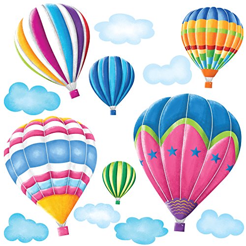 DECOWALL SG-1301N 6 Hot Air Balloons in The Sky Kids Wall Stickers Wall Decals Peel and Stick Removable Wall Stickers for Kids Nursery Bedroom Living Room d?cor