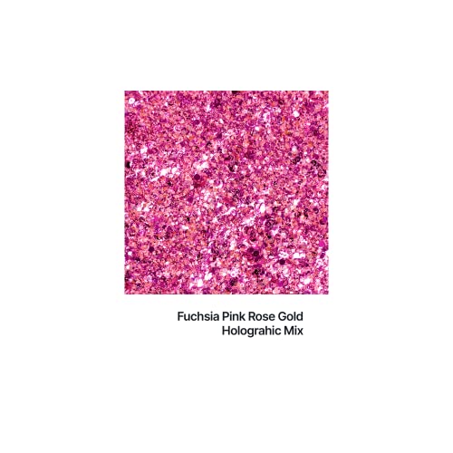 Hemway Fuchsia Pink Rose Gold Mix Glitter Chunky Multi Purpose Dust Powder Arts & Crafts Decorations Costumes Makeup Cosmetic Face Eye Body Nails Skin Hair Festival 10g