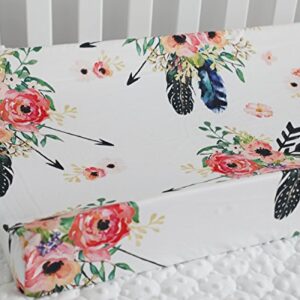 Baby Girl Floral Crib Bedding Floral Changing Pad Cover (Feather)