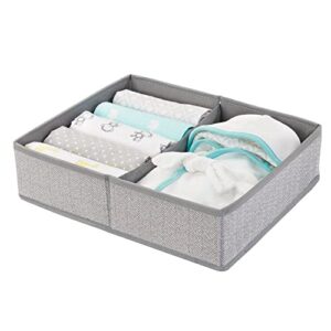 mdesign fabric drawer organizer bin dividers for kids/baby nursery dresser, closet, organization - bins hold clothes, diapers, cream, toy, blankets - gray herringbone