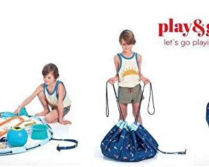 Play & Go Waterproof Drawstring Play Mat Storage Bag for Children - Kids Toy Storage Organizer - Drawstring Toy Bag - Large 55" Play Mat for Toddlers Toys and Bag for Storage - Surf