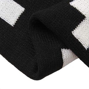 mimixong Baby Blankets Knitted Toddler Blankets Black and White with Cross Swiss Pattern for Boy and Girl 30×40 Inch Black