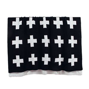 mimixong Baby Blankets Knitted Toddler Blankets Black and White with Cross Swiss Pattern for Boy and Girl 30×40 Inch Black