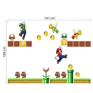 Super Mario Build a Scene Peel and Stick Wall Decal Stickers Wall Decals Stickers DIY Removable Stick Baby Boys Girls Kids Room Nursery Wall Mural Decor