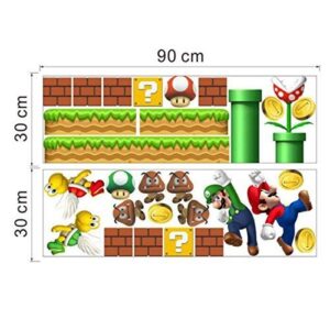 Super Mario Build a Scene Peel and Stick Wall Decal Stickers Wall Decals Stickers DIY Removable Stick Baby Boys Girls Kids Room Nursery Wall Mural Decor