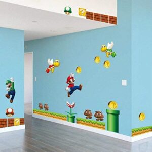 Super Mario Build a Scene Peel and Stick Wall Decal Stickers Wall Decals Stickers DIY Removable Stick Baby Boys Girls Kids Room Nursery Wall Mural Decor