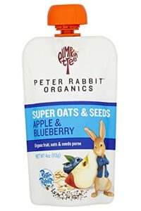 peter rabbit organics super oats & seeds, apple & blueberry, 4 oz pouches, (pack of 10)