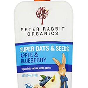 Peter Rabbit Organics SUPER Oats & Seeds, Apple & Blueberry, 4 oz Pouches, (Pack of 10)