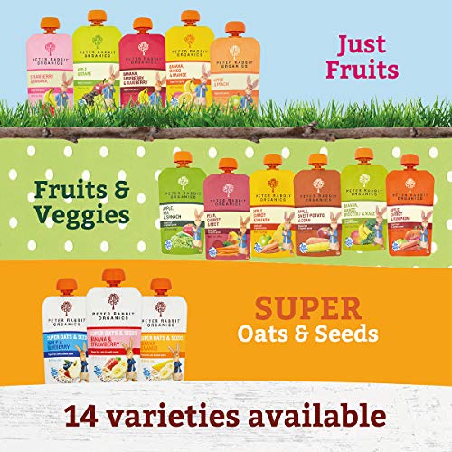 Peter Rabbit Organics SUPER Oats & Seeds, Apple & Blueberry, 4 oz Pouches, (Pack of 10)