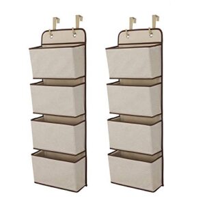 delta children 4 pocket over the door hanging organizer - 2 pack, easy storage/organization solution - versatile and accessible in any room in the house, beige