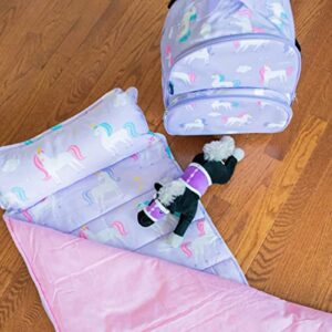 Wildkin Original Nap Mat with Reusable Pillow for Boys and Girls, Perfect for Elementary Sleeping Mat, Features Hook and Loop Fastener, Soft Cotton Blend Materials Nap Mat for Kids (Unicorn)