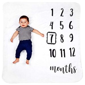 hakobaby baby monthly milestone blanket, premium 265gsm soft flannel fleece large photography background blanket for baby boys and girls, photo prop for newborn 1 to 12 months, for mom, 47”x47” large