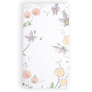 JumpOff Jo - Fitted Crib Sheet, Super Soft Breathable 100% Cotton Baby Crib Sheet for Standard Crib Mattresses and Toddler Beds, 28 in. x 52 in. - Fairy Blossom