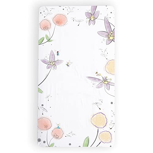 JumpOff Jo - Fitted Crib Sheet, Super Soft Breathable 100% Cotton Baby Crib Sheet for Standard Crib Mattresses and Toddler Beds, 28 in. x 52 in. - Fairy Blossom