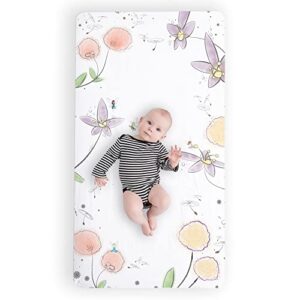 jumpoff jo - fitted crib sheet, super soft breathable 100% cotton baby crib sheet for standard crib mattresses and toddler beds, 28 in. x 52 in. - fairy blossom