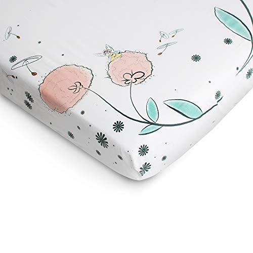 JumpOff Jo - Fitted Crib Sheet, Super Soft Breathable 100% Cotton Baby Crib Sheet for Standard Crib Mattresses and Toddler Beds, 28 in. x 52 in. - Fairy Blossom